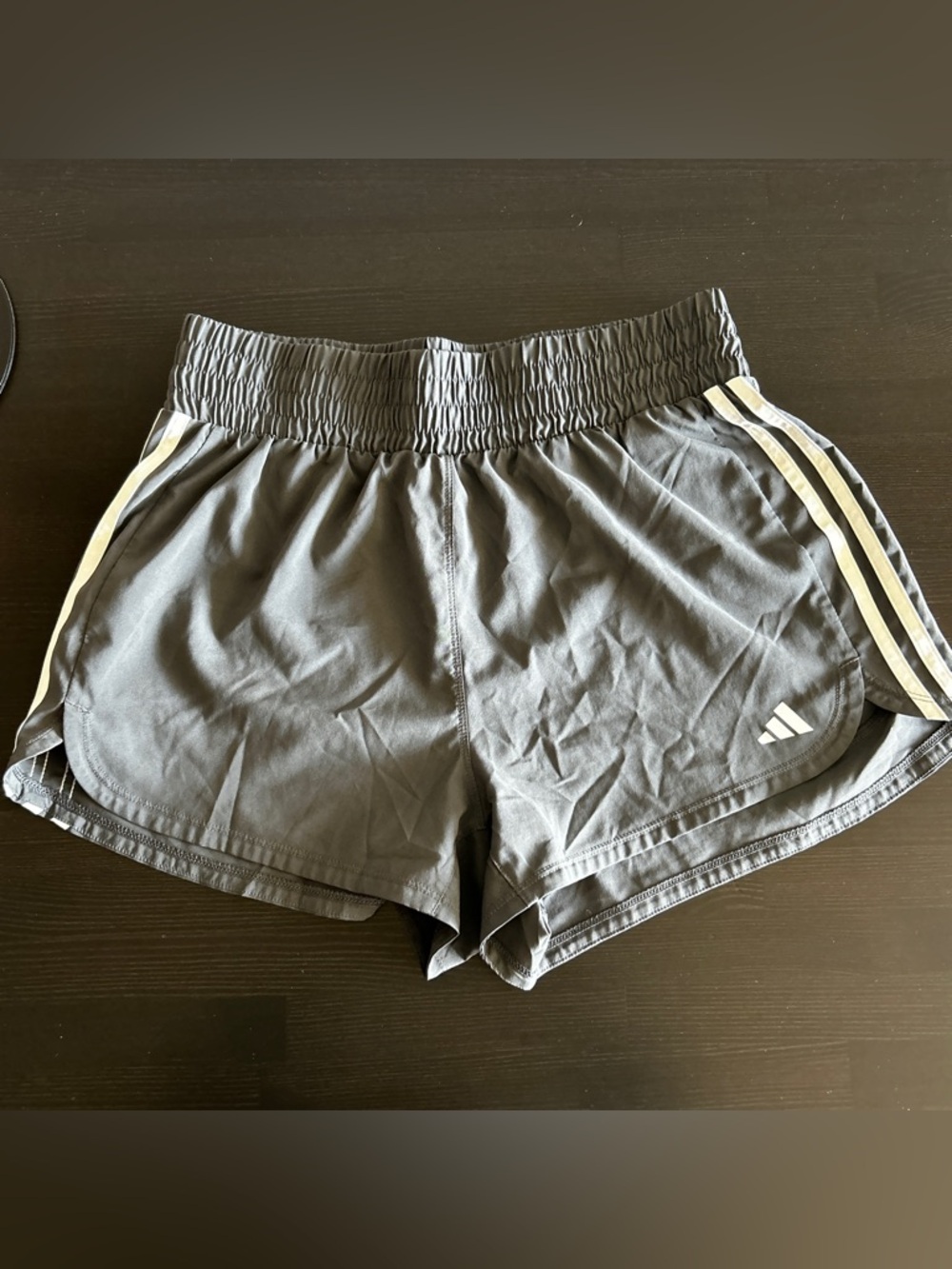 Adidas Pacer Training 3-Stripes Woven High-Rise Shorts  - Gray (Size Large)